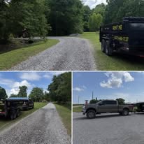Job collage — truck, trailer, and driveway