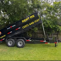 Rent Me dump trailer, front view